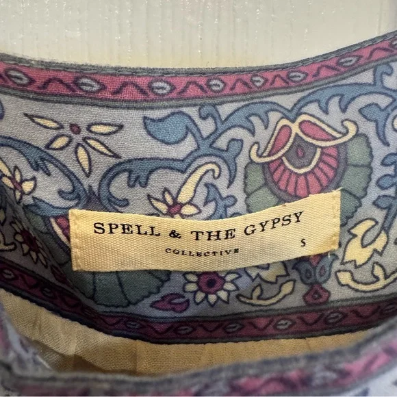 Spell And The Gypsy Collective Floral Puff  Sleeve Maxi Dress Blue Size S Boho - Picture 7 of 16